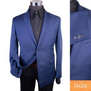Tallia Boys Jacket Blazer Solid Blue Two Button Boys 18 Husky Dual Vented Wool